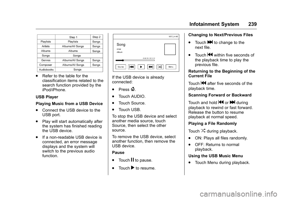 CHEVROLET SILVERADO 2016 3.G Owners Manual Chevrolet Silverado Owner Manual (GMNA-Localizing-U.S./Canada/Mexico-
9159338) - 2016 - crc - 10/21/15
Infotainment System 239
.Refer to the table for the
classification items related to the
search fu