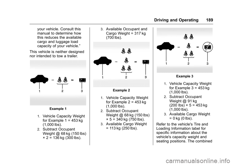 CHEVROLET SONIC 2016 2.G Owners Manual Chevrolet Sonic Owner Manual (GMNA-Localizing-U.S/Canada-9085902) -
2016 - CRC - 5/27/15
Driving and Operating 189
your vehicle. Consult this
manual to determine how
this reduces the available
cargo a CHEVROLET SONIC 2016 2.G Owners Manual Chevrolet Sonic Owner Manual (GMNA-Localizing-U.S/Canada-9085902) -
2016 - CRC - 5/27/15
Driving and Operating 189
your vehicle. Consult this
manual to determine how
this reduces the available
cargo a