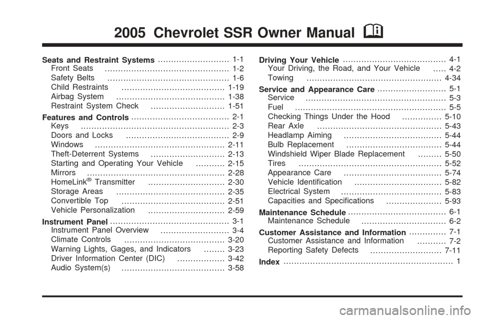 CHEVROLET SSR 2005 1.G Owners Manual 