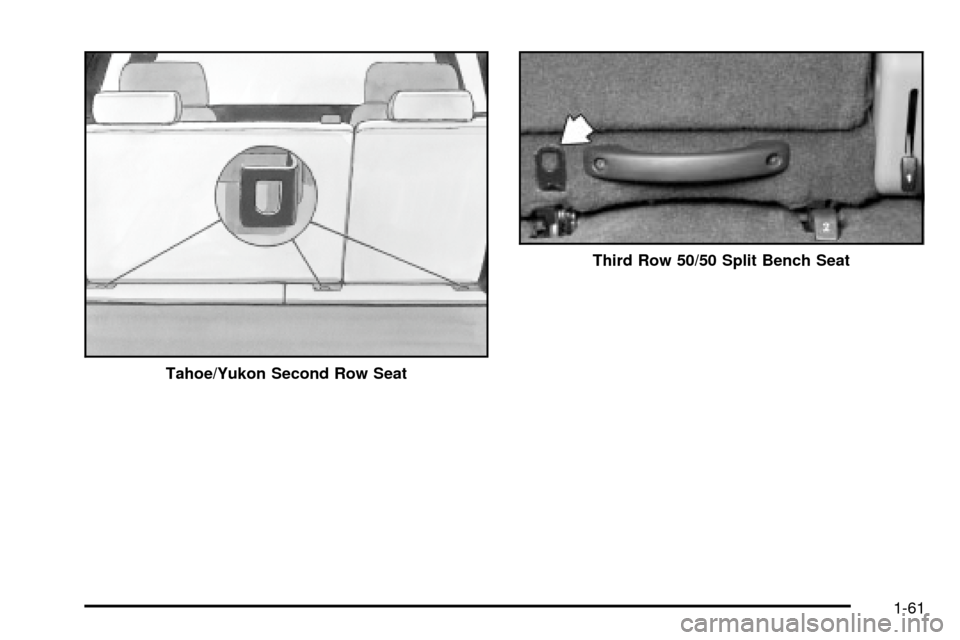 CHEVROLET SUBURBAN 2003 9.G Repair Manual Tahoe/Yukon Second Row Seat
Third Row 50/50 Split Bench Seat
1-61 
