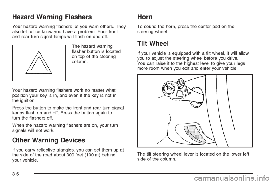 CHEVROLET SUBURBAN 2005 9.G Owners Manual Hazard Warning Flashers
Your hazard warning �ashers let you warn others. They
also let police know you have a problem. Your front
and rear turn signal lamps will �ash on and off.
The hazard warning
�a