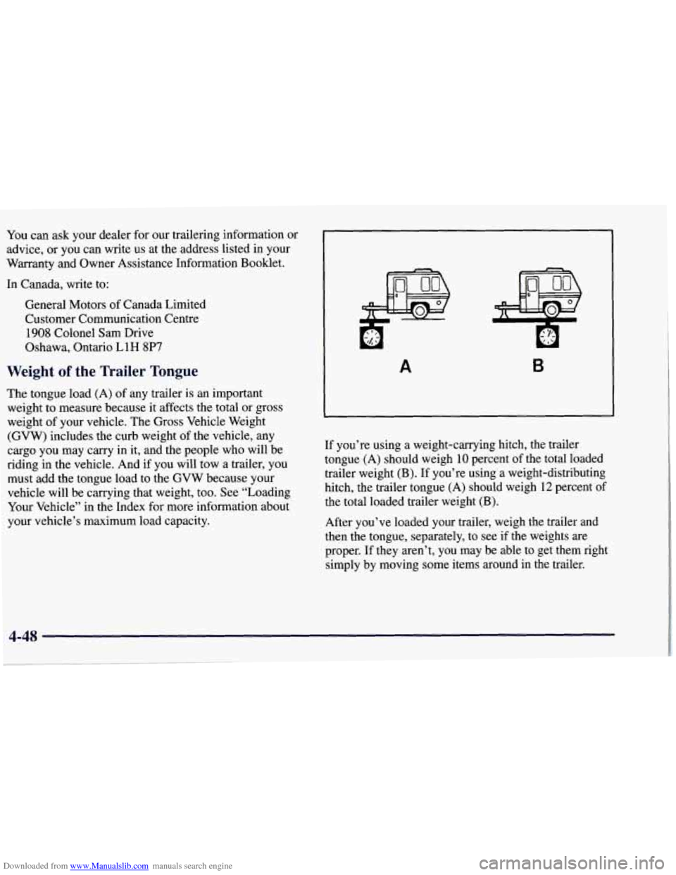 CHEVROLET TAHOE 1997 1.G Owners Manual Downloaded from www.Manualslib.com manuals search engine You can ask your  dealer  for  our  trailering  information  or 
advice,  or  you can write 
us at the address listed  in your 
Warranty and Ow CHEVROLET TAHOE 1997 1.G Owners Manual Downloaded from www.Manualslib.com manuals search engine You can ask your  dealer  for  our  trailering  information  or 
advice,  or  you can write 
us at the address listed  in your 
Warranty and Ow