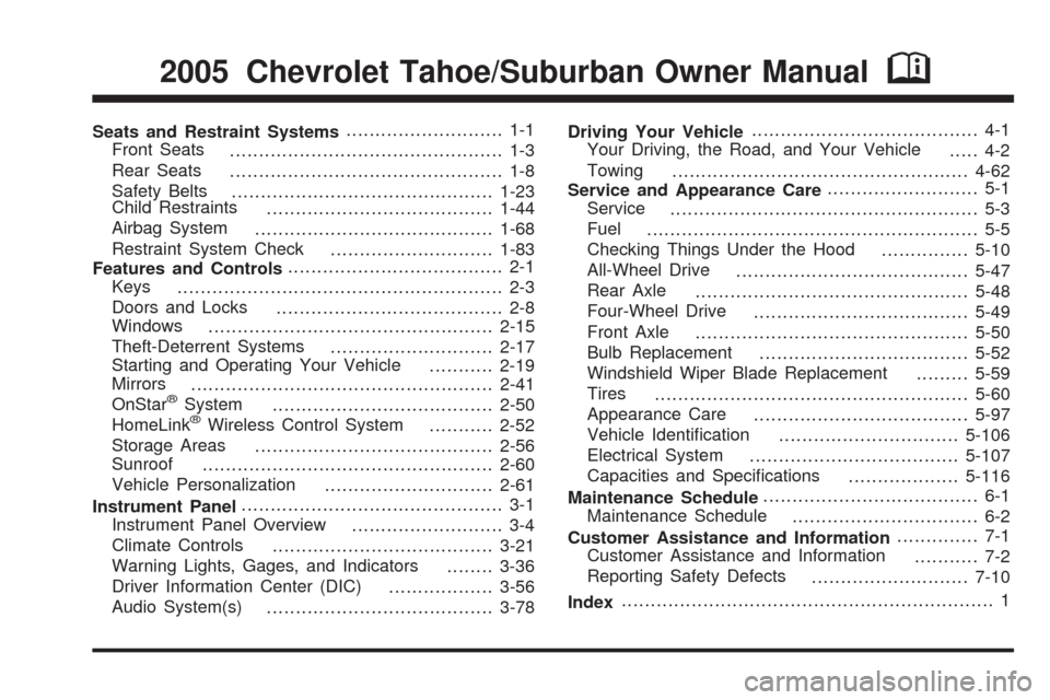 CHEVROLET TAHOE 2005 2.G Owners Manual 