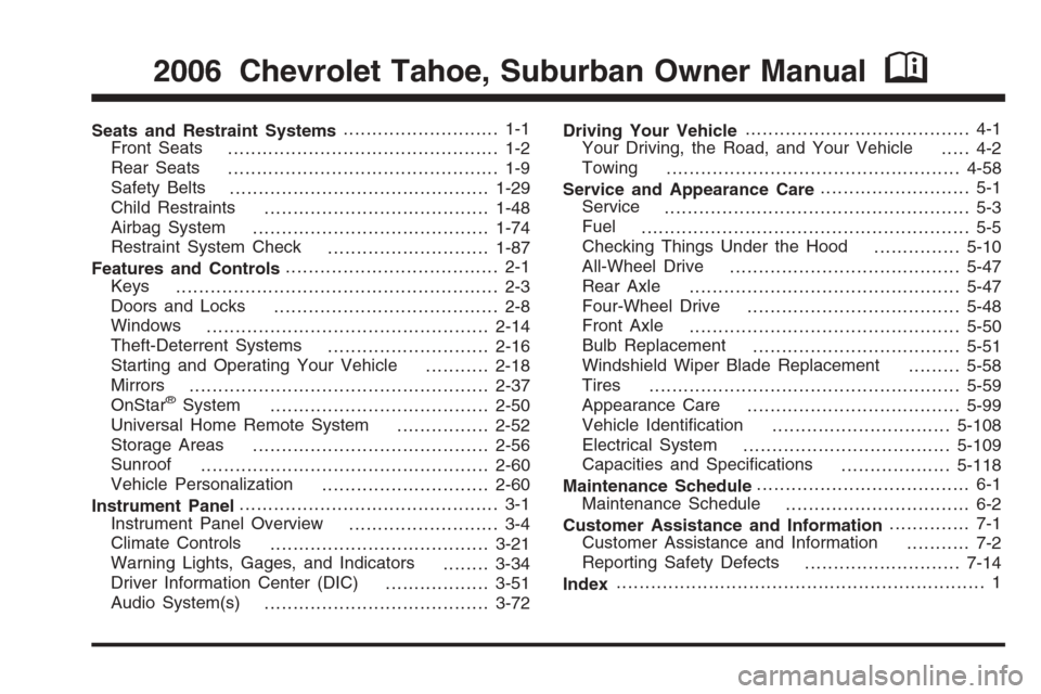 CHEVROLET TAHOE 2006 2.G Owners Manual 
