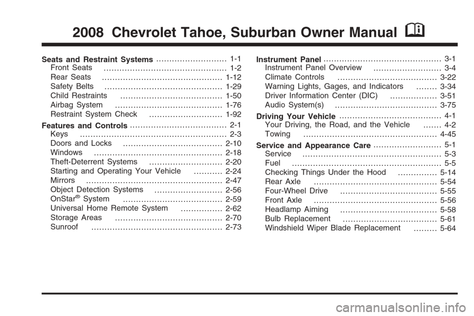 CHEVROLET TAHOE 2008 3.G Owners Manual 