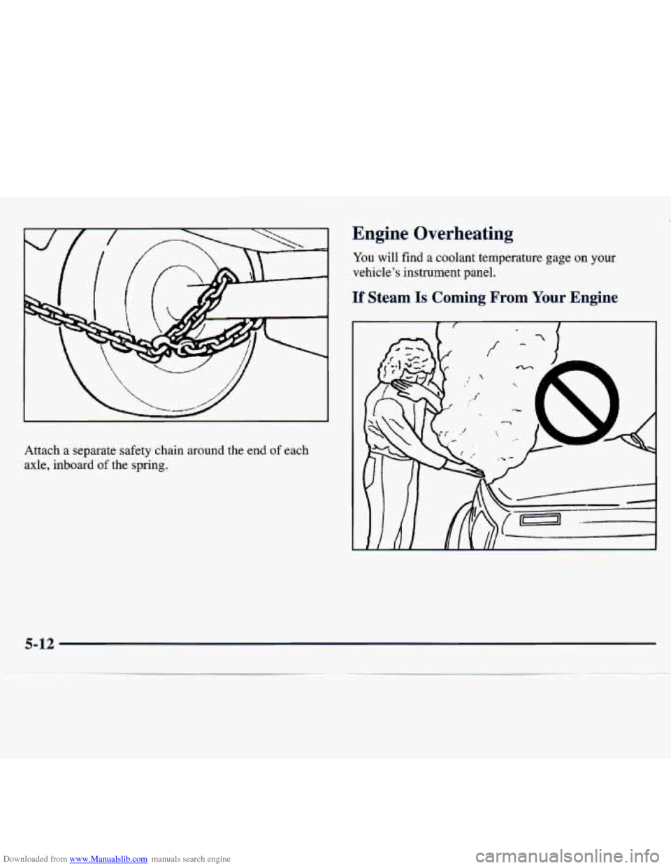 CHEVROLET TRACKER 1998 1.G Owners Manual Downloaded from www.Manualslib.com manuals search engine I I I /
Attach a separate safety chain around the end
of each
axle, inboard of the spring.
Engine Overheating
You will find CHEVROLET TRACKER 1998 1.G Owners Manual Downloaded from www.Manualslib.com manuals search engine I I I /
Attach a separate safety chain around the end
of each
axle, inboard of the spring.
Engine Overheating
You will find