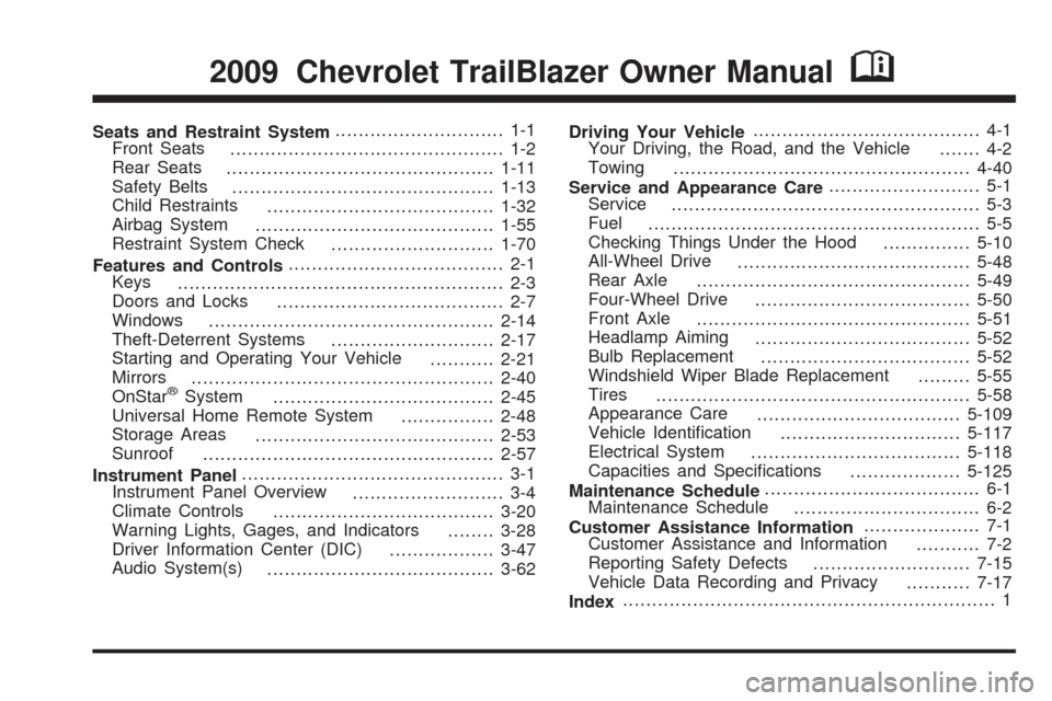 CHEVROLET TRAIL BLAZER 2009 1.G Owners Manual 