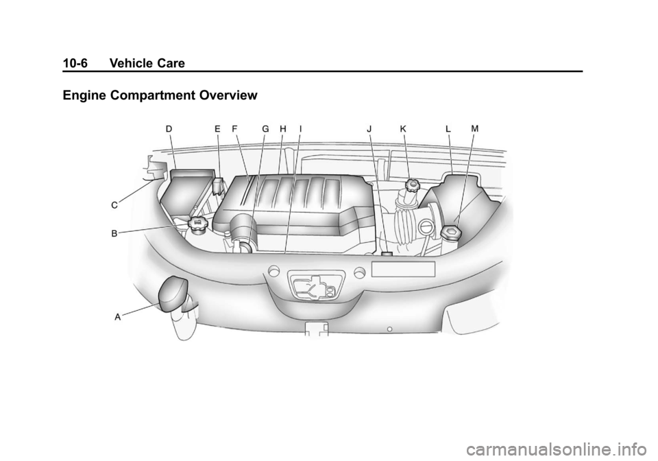 CHEVROLET TRAVERSE 2011 1.G Owners Manual Black plate (6,1)Chevrolet Traverse Owner Manual - 2011
10-6 Vehicle Care
Engine Compartment Overview 