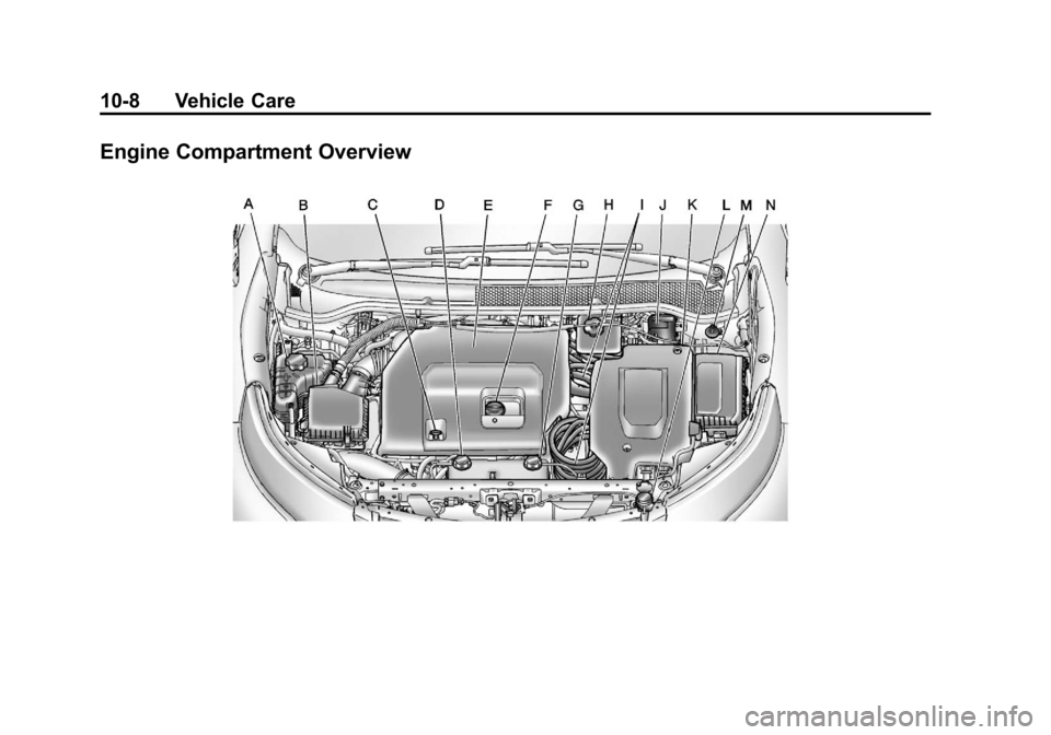 CHEVROLET VOLT 2012 1.G Owners Manual Black plate (8,1)Chevrolet Volt Owner Manual - 2012
10-8 Vehicle Care
Engine Compartment Overview CHEVROLET VOLT 2012 1.G Owners Manual Black plate (8,1)Chevrolet Volt Owner Manual - 2012
10-8 Vehicle Care
Engine Compartment Overview