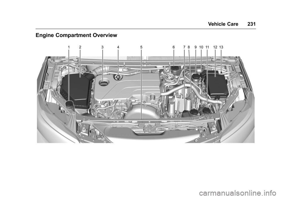 CHEVROLET VOLT 2016 2.G Workshop Manual Chevrolet VOLT Owner Manual (GMNA-Localizing-U.S/Canada/Mexico-
9159388) - 2016 - crc - 5/20/15
Vehicle Care 231
Engine Compartment Overview 