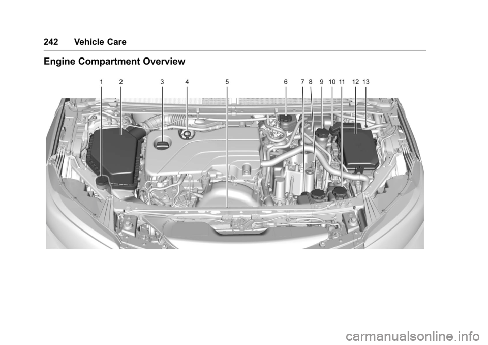 CHEVROLET VOLT 2017 2.G Owners Manual Chevrolet VOLT Owner Manual (GMNA-Localizing-U.S./Canada/Mexico-
9807421) - 2017 - CRC - 11/18/15
242 Vehicle Care
Engine Compartment Overview CHEVROLET VOLT 2017 2.G Owners Manual Chevrolet VOLT Owner Manual (GMNA-Localizing-U.S./Canada/Mexico-
9807421) - 2017 - CRC - 11/18/15
242 Vehicle Care
Engine Compartment Overview