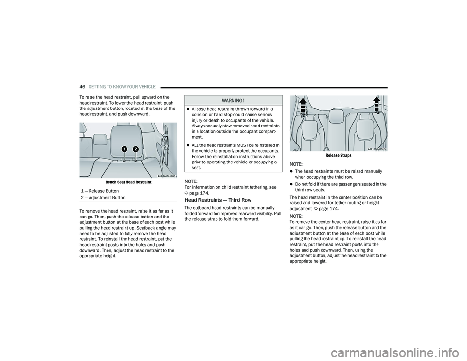 chrysler voyager headrest adjustment