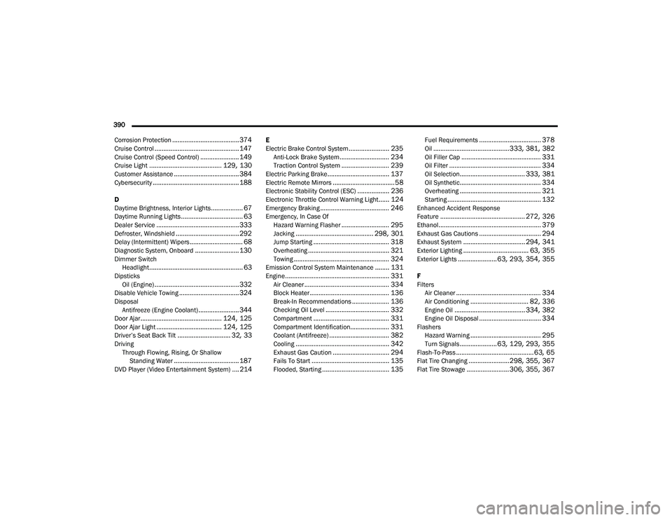 CHRYSLER PACIFICA 2021 Owners Guide 
390  Corrosion Protection
...................................... 374Cruise Control................................................ 147Cruise Control (Speed Control)...................... 149Cruise Li
