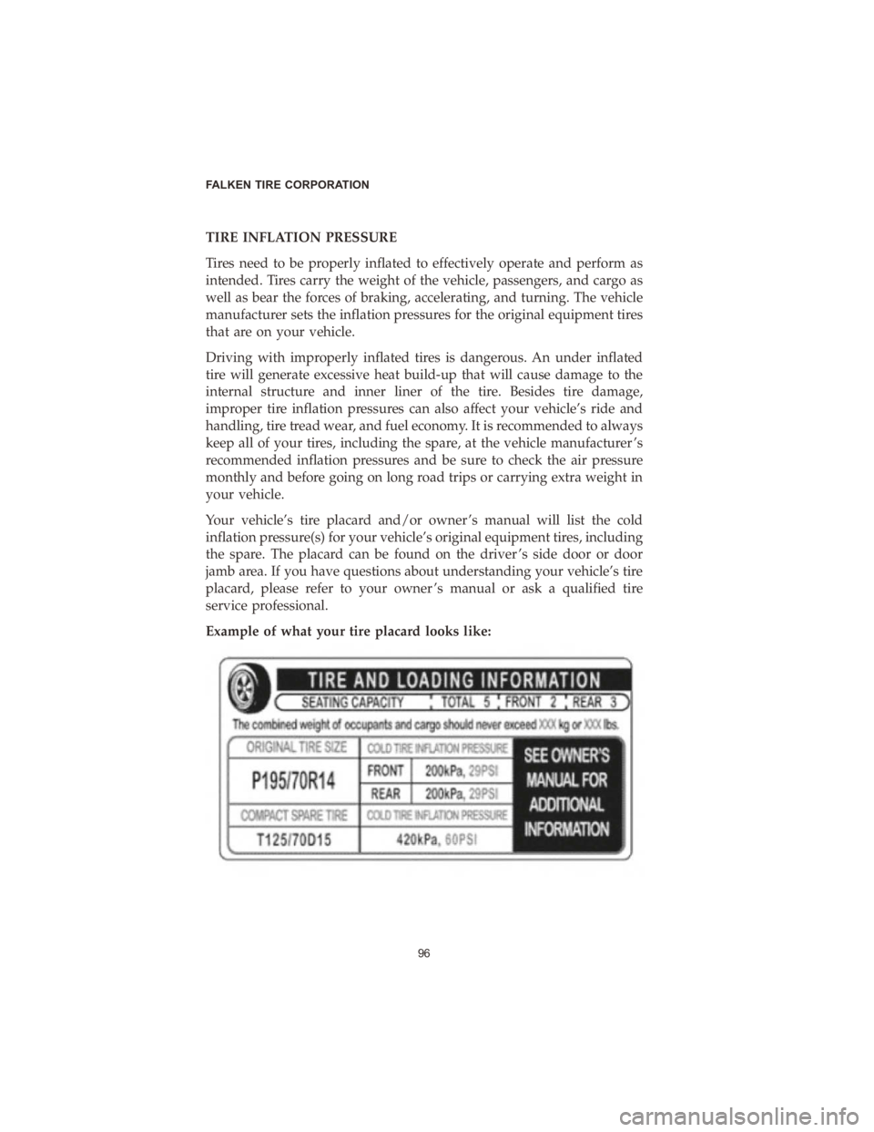 CHRYSLER PACIFICA HYBRID 2020  Vehicle Warranty TIRE INFLATION PRESSURE
Tires need to be properly inflated to effectively operate and perform as
intended. Tires carry the weight of the vehicle, passengers, and cargo as
well as bear the forces of br