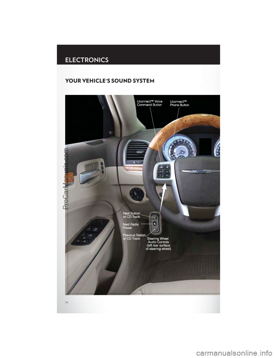 CHRYSLER 300 S 2012 Owners Guide YOUR VEHICLE'S SOUND SYSTEM
ELECTRONICS
34
ProCarManuals.com CHRYSLER 300 S 2012 Owners Guide YOUR VEHICLE'S SOUND SYSTEM
ELECTRONICS
34
ProCarManuals.com