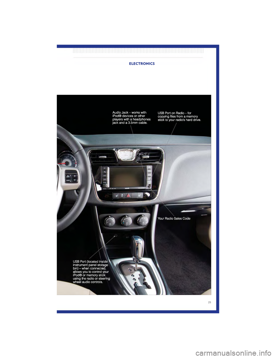 CHRYSLER 200 2011 1.G Owners Manual ELECTRONICS
25 