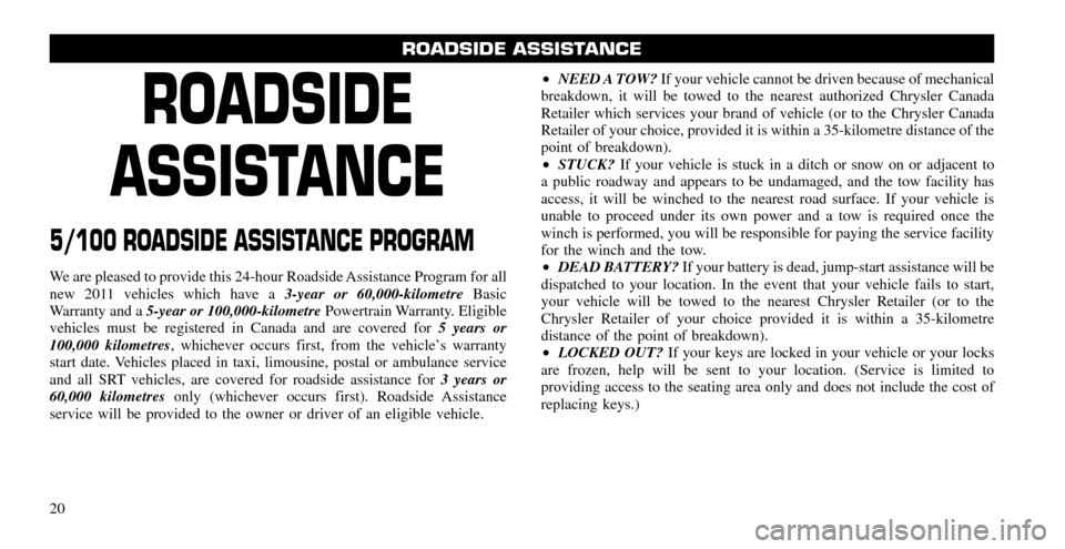 CHRYSLER 200 2011 1.G Warranty Booklet CHRYSLER 200 2011 1.G Warranty Booklet