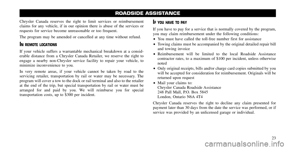 CHRYSLER 200 2011 1.G Warranty Booklet CHRYSLER 200 2011 1.G Warranty Booklet