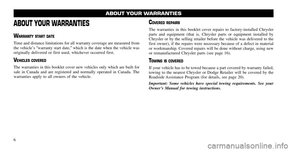 CHRYSLER 200 2011 1.G Warranty Booklet 