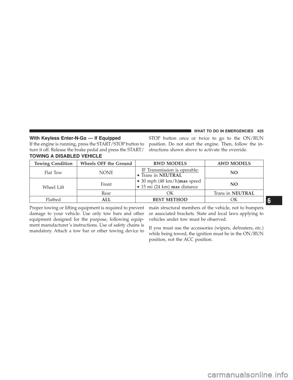 CHRYSLER 300 2011 2.G Owners Manual With Keyless Enter-N-Go — If Equipped
If the engine is running, press the START/STOP button to
turn it off. Release the brake pedal and press the START/STOP button once or twice to go to the ON/RUN
