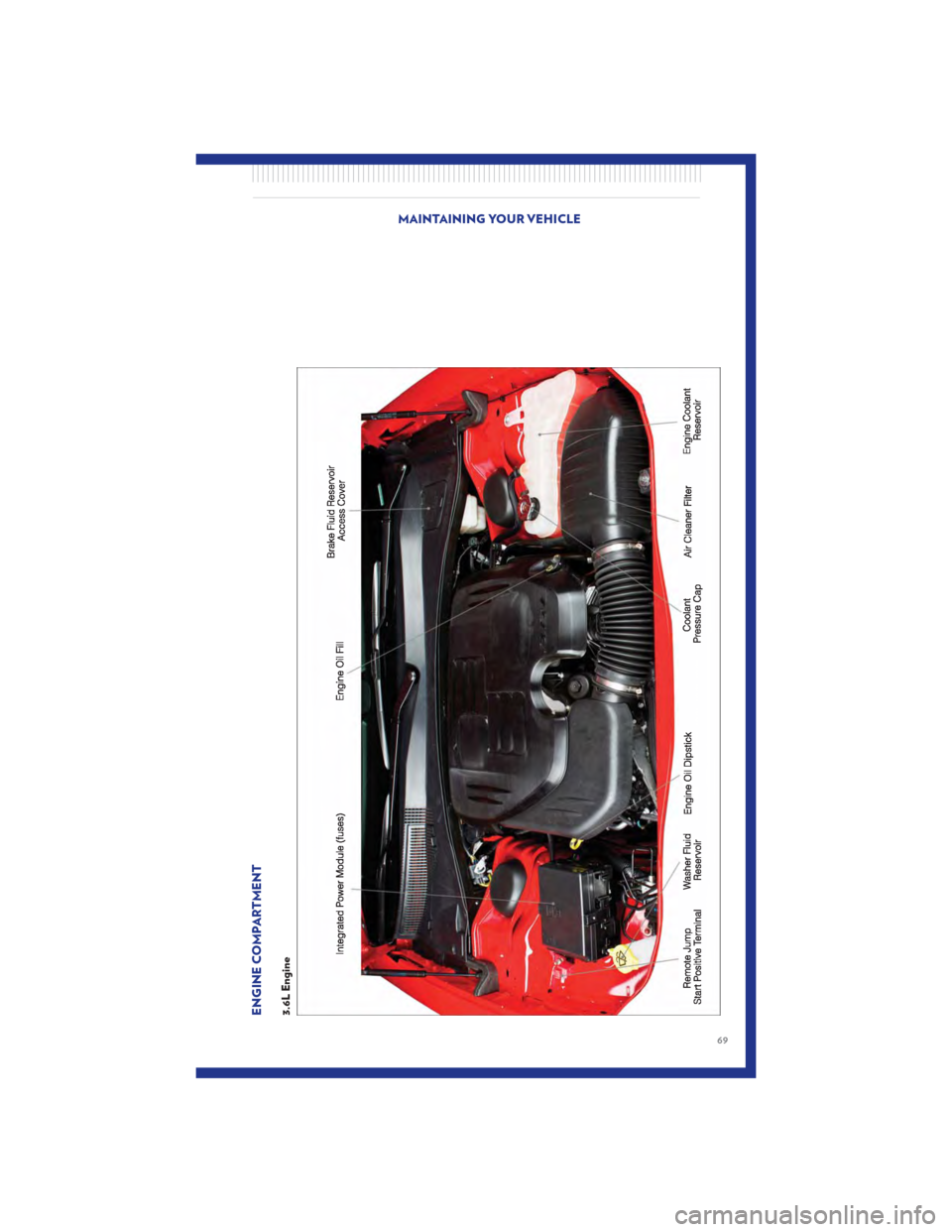 CHRYSLER 300 2011 2.G Manual PDF ENGINE COMPARTMENT3.6L Engine
MAINTAINING YOUR VEHICLE
69 