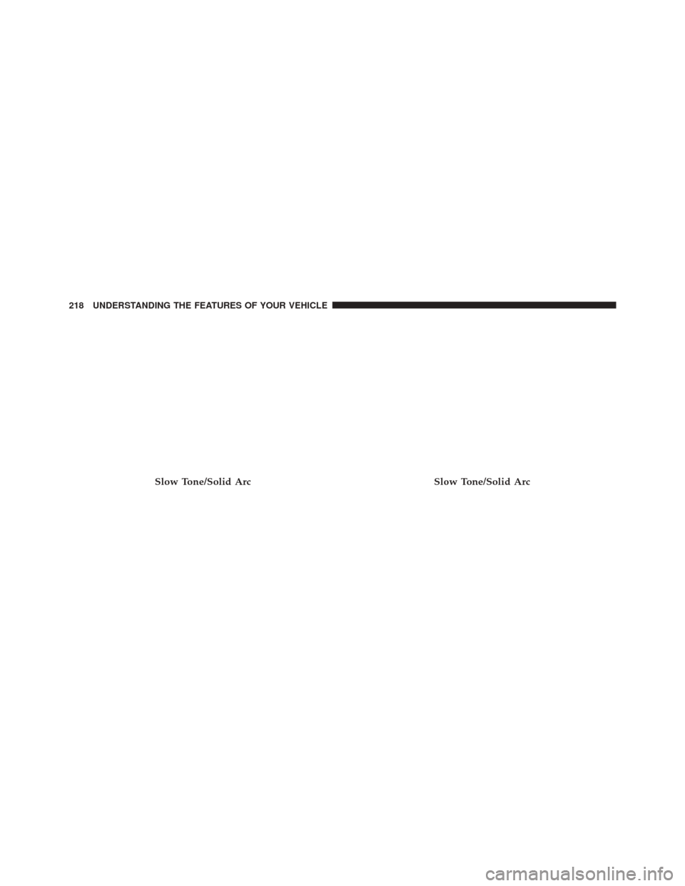 CHRYSLER 300 2016 2.G Owners Manual Slow Tone/Solid ArcSlow Tone/Solid Arc
218 UNDERSTANDING THE FEATURES OF YOUR VEHICLE CHRYSLER 300 2016 2.G Owners Manual Slow Tone/Solid ArcSlow Tone/Solid Arc
218 UNDERSTANDING THE FEATURES OF YOUR VEHICLE