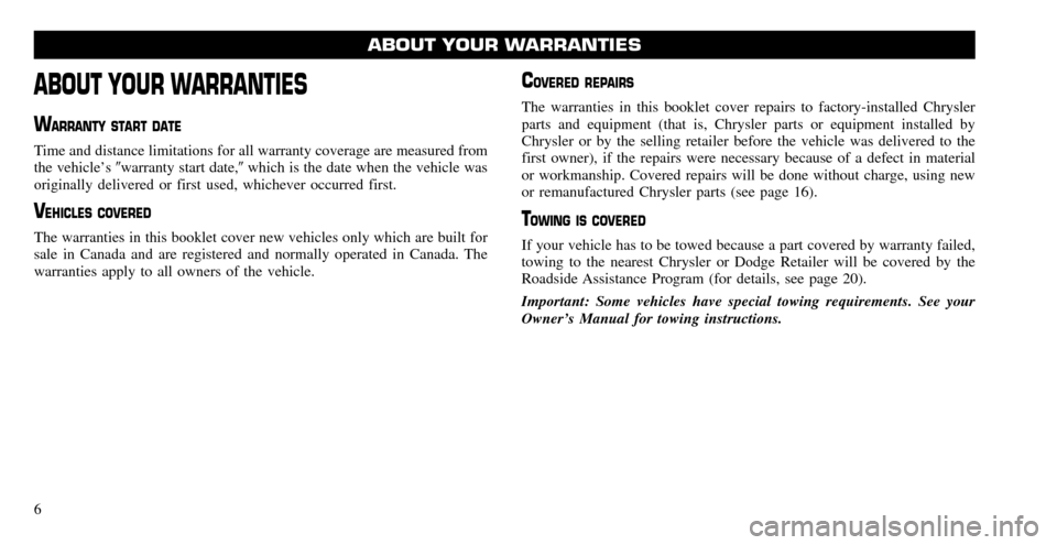 CHRYSLER 300 2010 1.G Warranty Booklet CHRYSLER 300 2010 1.G Warranty Booklet