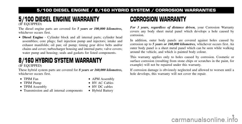 CHRYSLER 300 2010 1.G Warranty Booklet CHRYSLER 300 2010 1.G Warranty Booklet