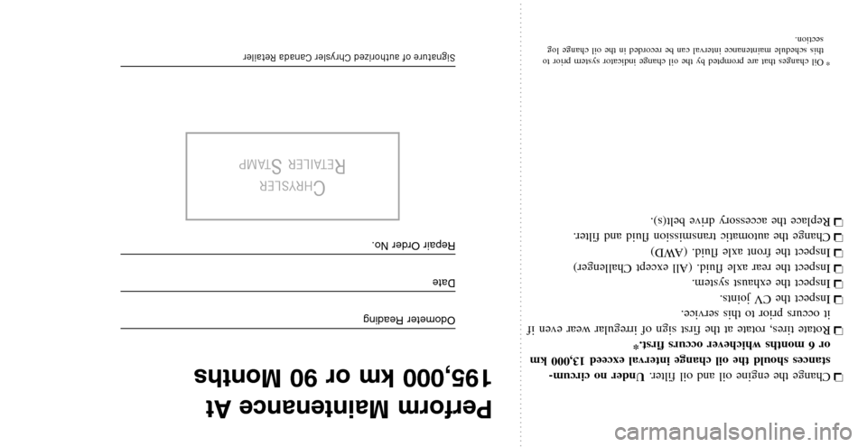 CHRYSLER 300 2011 2.G Warranty Booklet CHRYSLER 300 2011 2.G Warranty Booklet