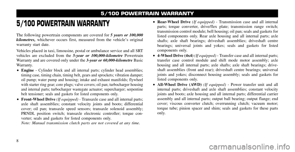 CHRYSLER 300 2011 2.G Warranty Booklet 