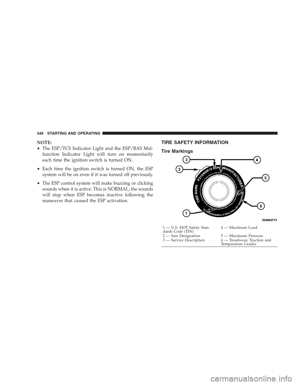 CHRYSLER 300 C 2009 1.G Service Manual NOTE:
•The ESP/TCS Indicator Light and the ESP/BAS Mal-
function Indicator Light will turn on momentarily
each time the ignition switch is turned ON.
•Each time the ignition switch is turned ON, t CHRYSLER 300 C 2009 1.G Service Manual NOTE:
•The ESP/TCS Indicator Light and the ESP/BAS Mal-
function Indicator Light will turn on momentarily
each time the ignition switch is turned ON.
•Each time the ignition switch is turned ON, t
