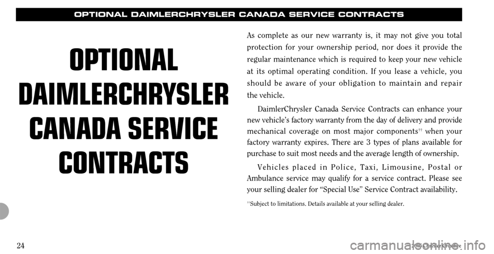 CHRYSLER CROSSFIRE 2005 1.G Warranty Booklet CHRYSLER CROSSFIRE 2005 1.G Warranty Booklet, Page 24