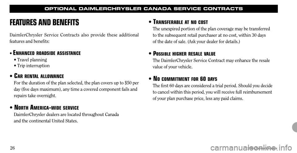 CHRYSLER CROSSFIRE 2005 1.G Warranty Booklet CHRYSLER CROSSFIRE 2005 1.G Warranty Booklet, Page 26