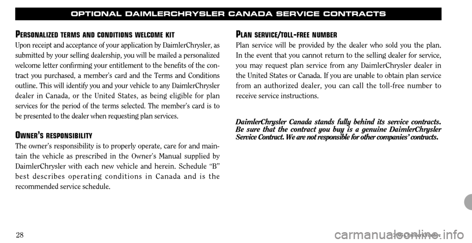 CHRYSLER CROSSFIRE 2005 1.G Warranty Booklet CHRYSLER CROSSFIRE 2005 1.G Warranty Booklet, Page 28