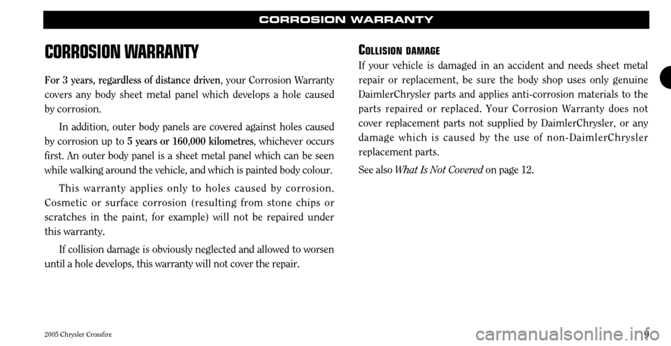 CHRYSLER CROSSFIRE 2005 1.G Warranty Booklet CHRYSLER CROSSFIRE 2005 1.G Warranty Booklet, Page 9