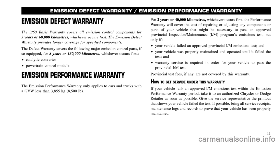 CHRYSLER SEBRING 2010 3.G Warranty Booklet 