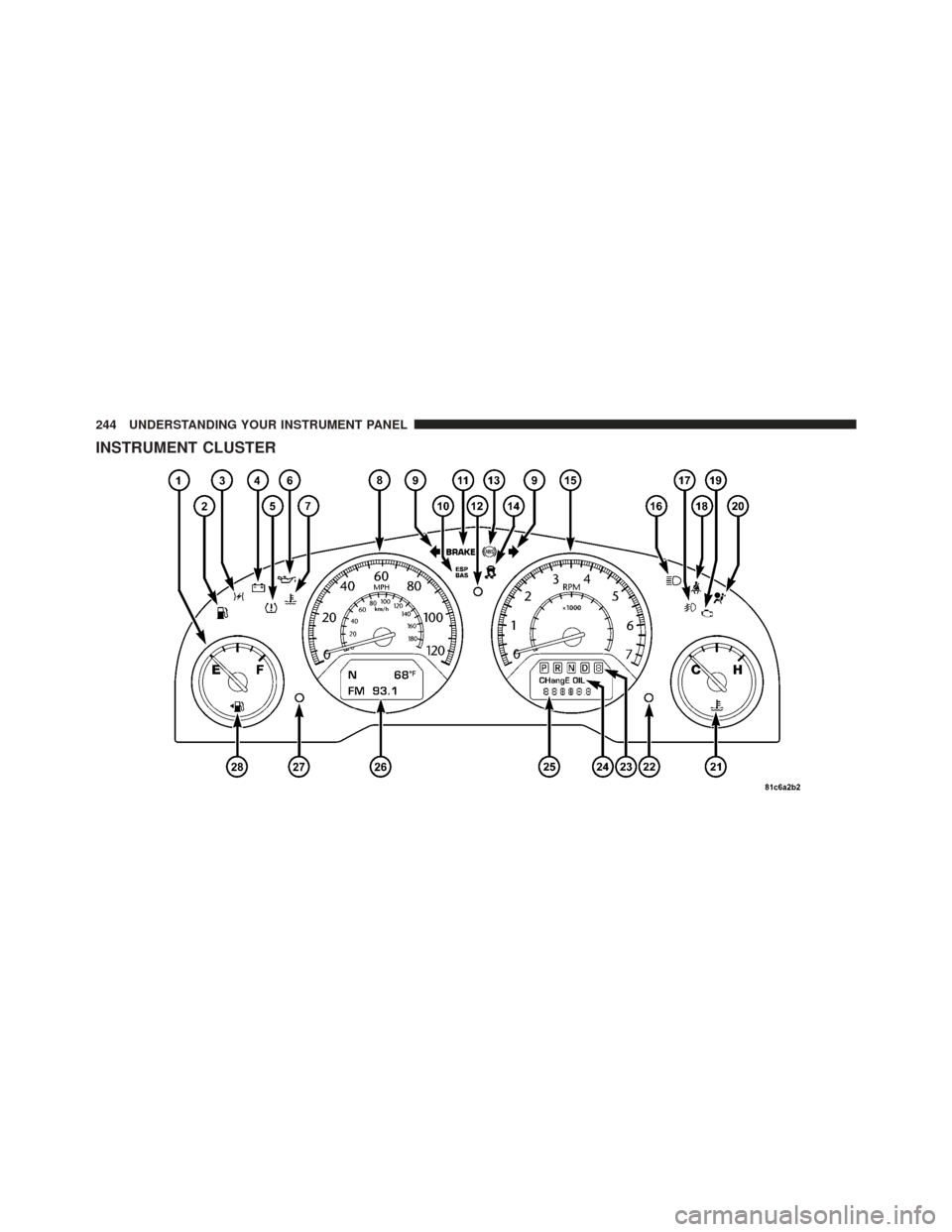 CHRYSLER TOWN AND COUNTRY 2009 5.G Owners Manual INSTRUMENT CLUSTER
244 UNDERSTANDING YOUR INSTRUMENT PANEL 