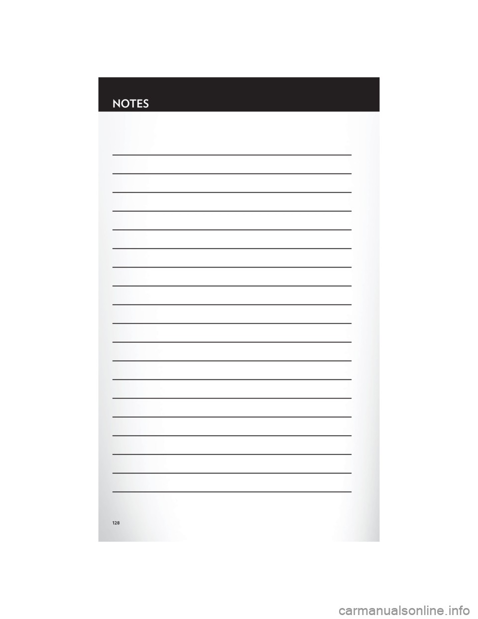 CHRYSLER TOWN AND COUNTRY 2012 5.G User Guide NOTES
128 CHRYSLER TOWN AND COUNTRY 2012 5.G User Guide NOTES
128