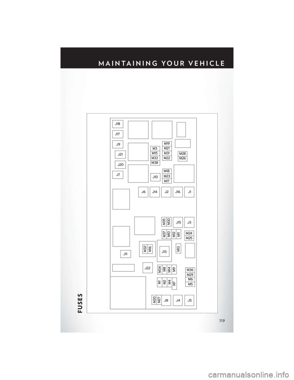CHRYSLER TOWN AND COUNTRY 2013 5.G User Guide FUSES
MAINTAINING YOUR VEHICLE
119 