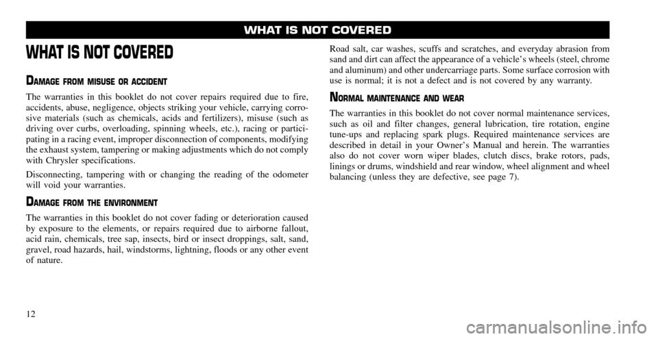 CHRYSLER TOWN AND COUNTRY 2011 5.G Warranty Booklet CHRYSLER TOWN AND COUNTRY 2011 5.G Warranty Booklet