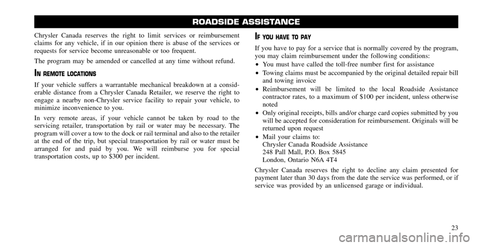CHRYSLER TOWN AND COUNTRY 2011 5.G Warranty Booklet CHRYSLER TOWN AND COUNTRY 2011 5.G Warranty Booklet