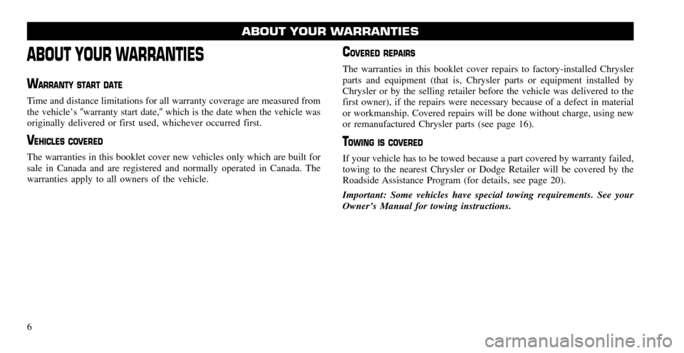 CHRYSLER TOWN AND COUNTRY 2011 5.G Warranty Booklet CHRYSLER TOWN AND COUNTRY 2011 5.G Warranty Booklet