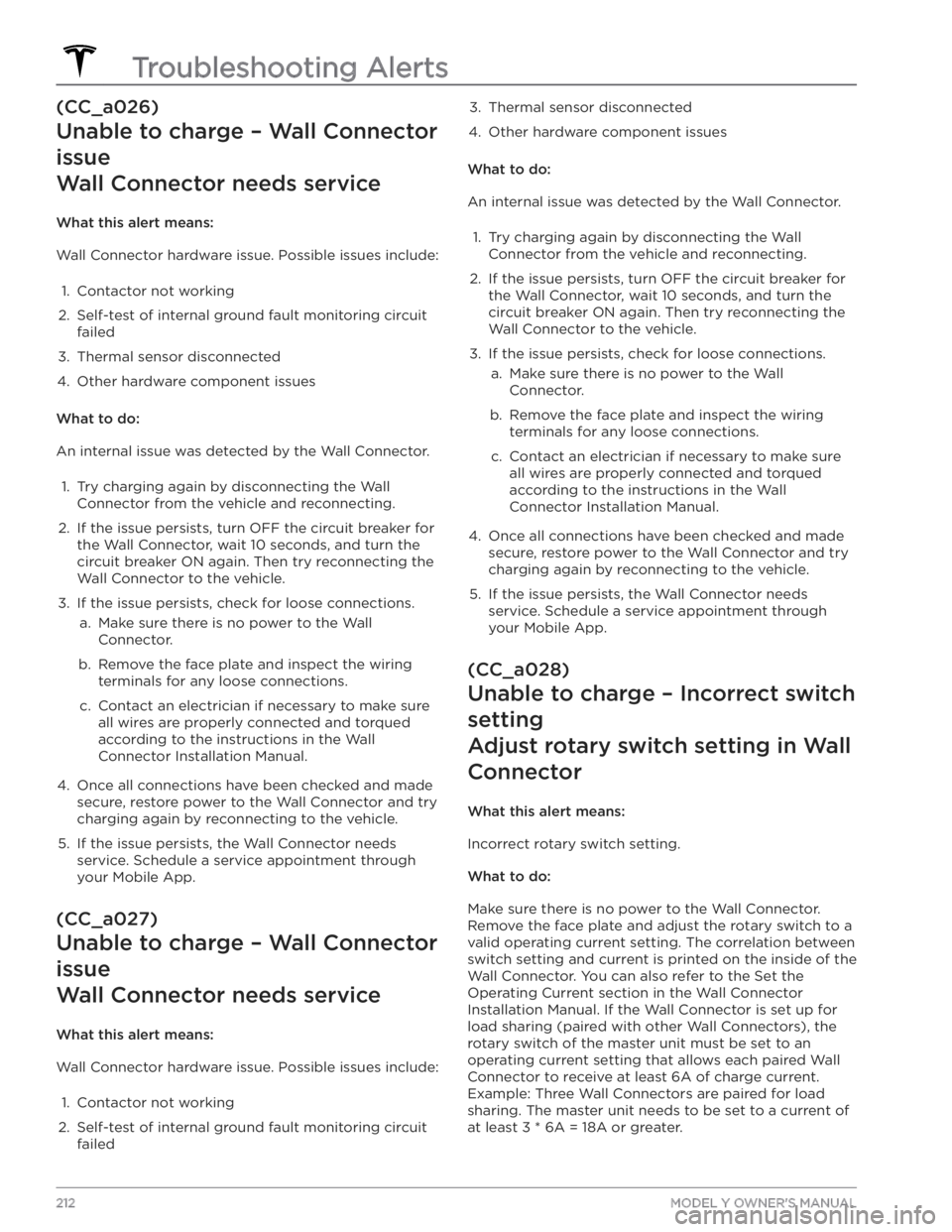 TESLA MODEL Y 2020  Owner´s Manual (CC_a026)
Unable to charge 