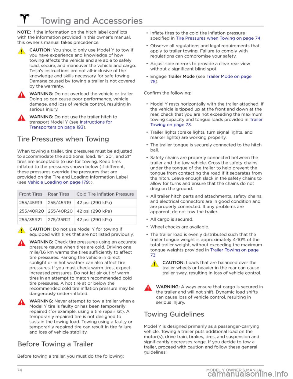 TESLA MODEL Y 2020 Owner´s Manual NOTE: If the information on the hitch label conflicts
with the information provided in this owner TESLA MODEL Y 2020 Owner´s Manual NOTE: If the information on the hitch label conflicts
with the information provided in this owner