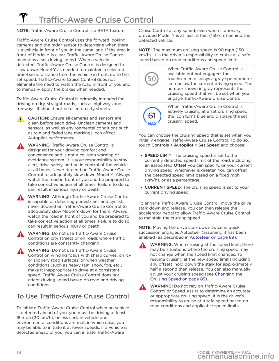 TESLA MODEL Y 2020  Owner´s Manual NOTE: Tra