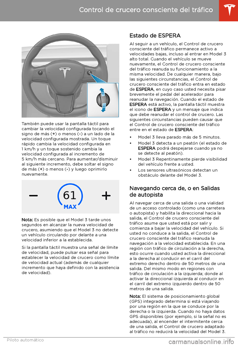 TESLA MODEL 3 2020 Manual del propietario (in Spanish) Tambi TESLA MODEL 3 2020 Manual del propietario (in Spanish) Tambi