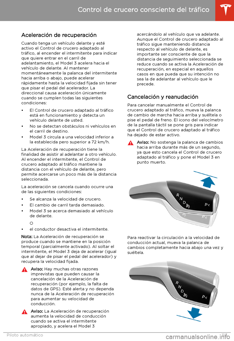 TESLA MODEL 3 2020 Manual del propietario (in Spanish) Aceleraci TESLA MODEL 3 2020 Manual del propietario (in Spanish) Aceleraci