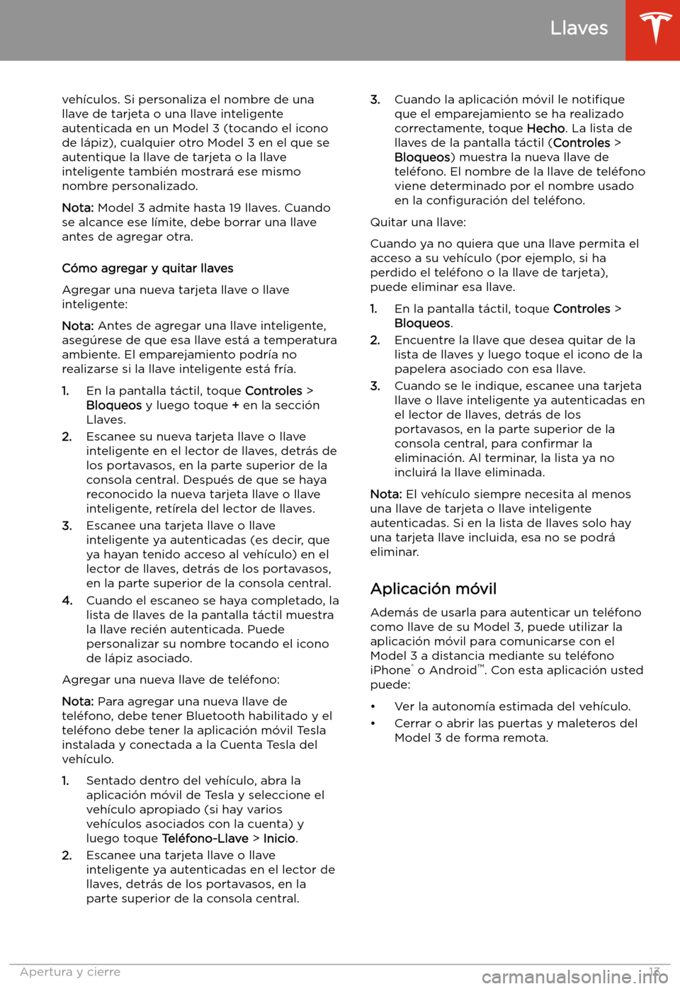TESLA MODEL 3 2020 Manual del propietario (in Spanish) veh TESLA MODEL 3 2020 Manual del propietario (in Spanish) veh