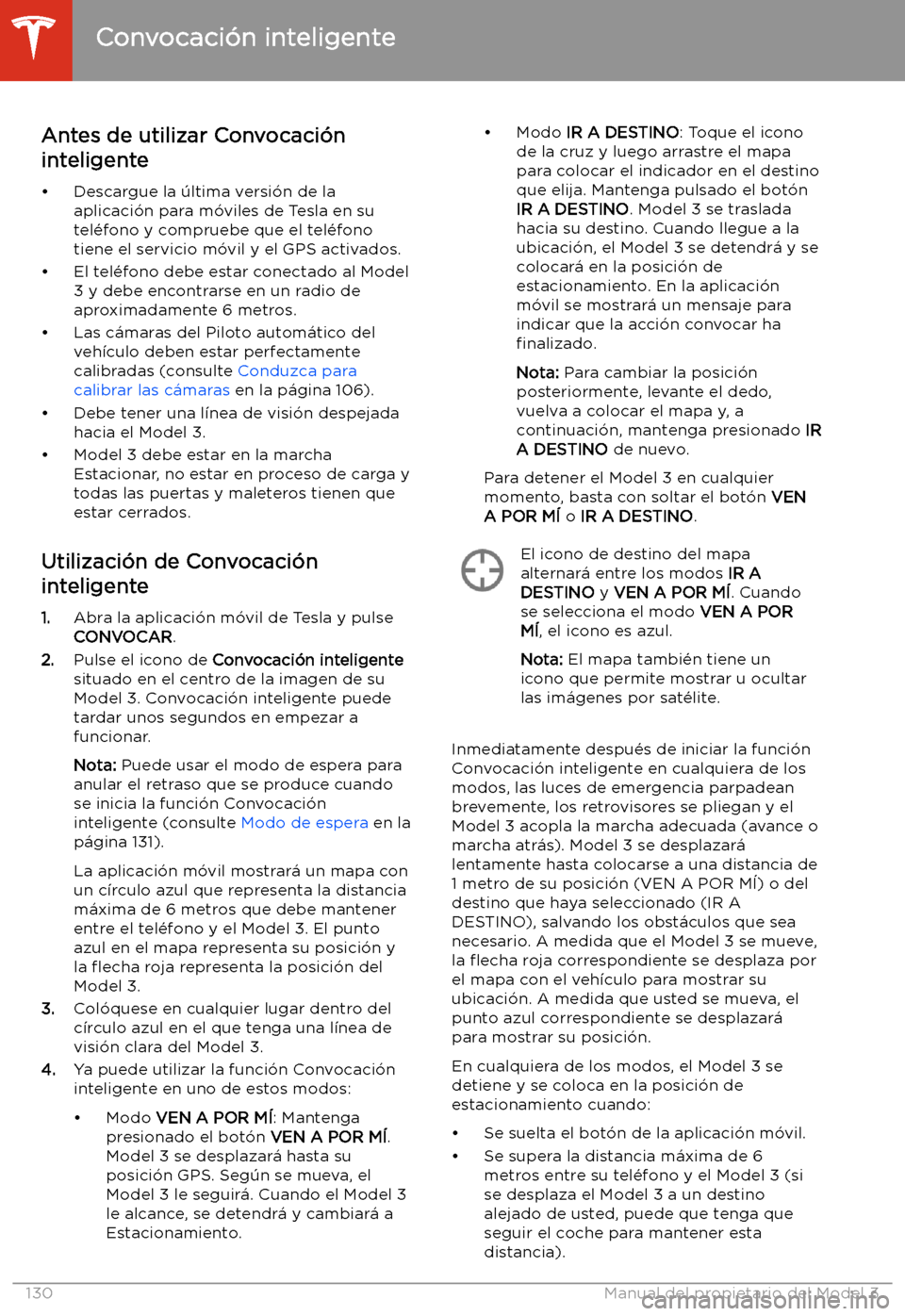 TESLA MODEL 3 2020 Manual del propietario (in Spanish) Antes de utilizar Convocaci TESLA MODEL 3 2020 Manual del propietario (in Spanish) Antes de utilizar Convocaci