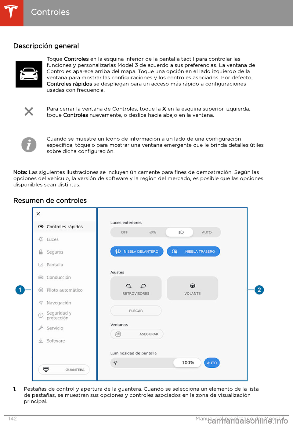 TESLA MODEL 3 2020 Manual del propietario (in Spanish) Uso de la pantalla t TESLA MODEL 3 2020 Manual del propietario (in Spanish) Uso de la pantalla t